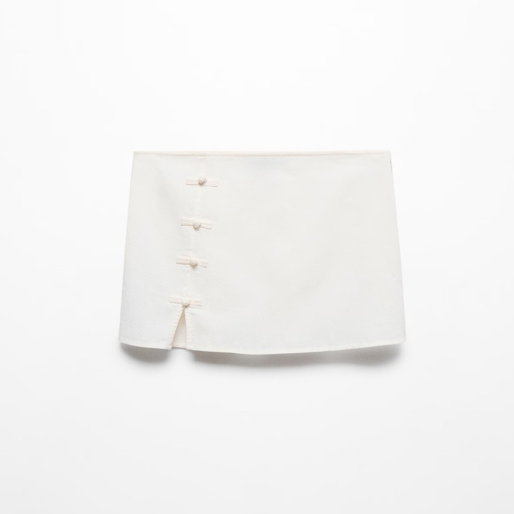 Mango White Mini Skirt with decorative buttons NWT - Picture 2 of 5